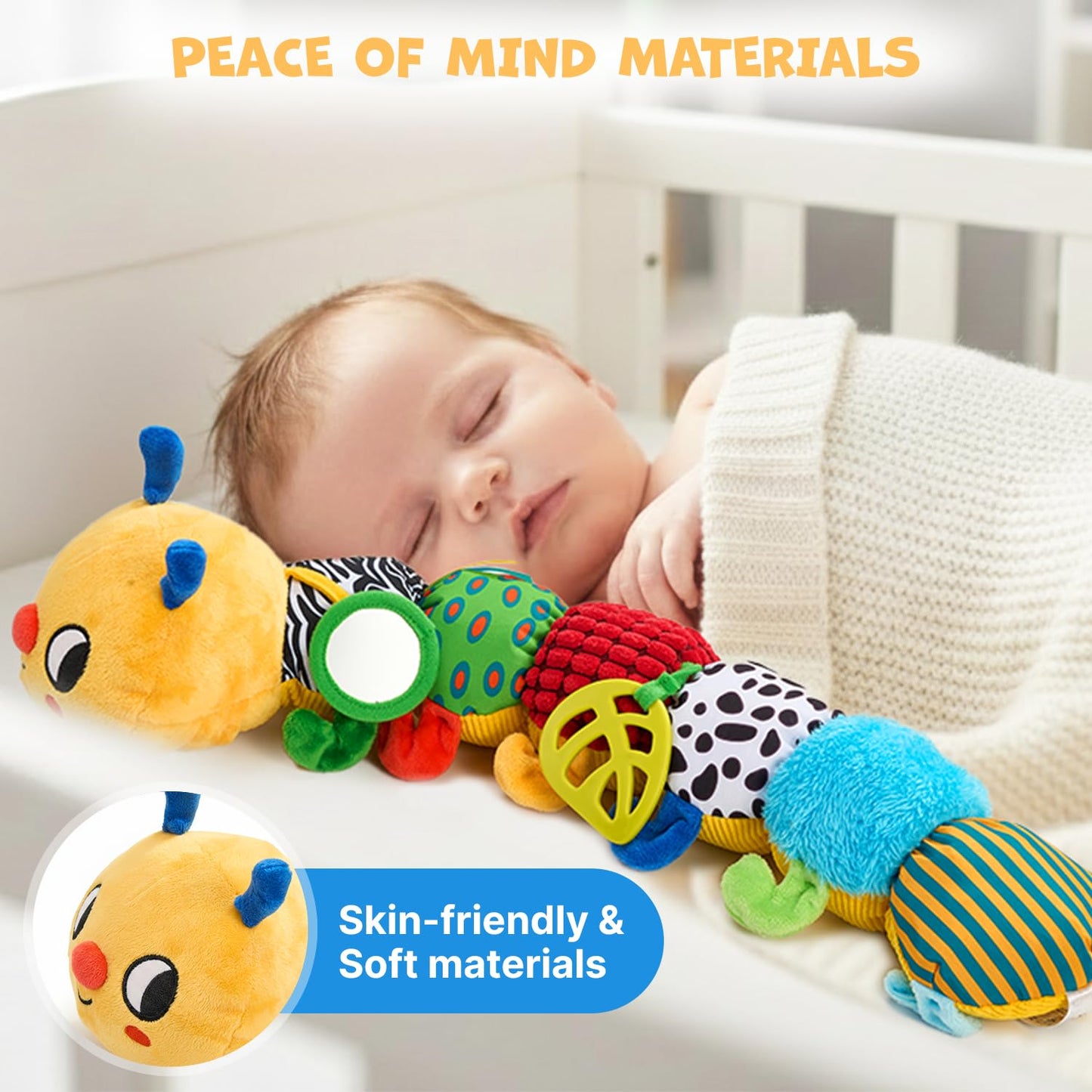 JoyCat Musical Crawling Caterpillar Plush Toy — 38 Songs & Recording, 0-18 Months