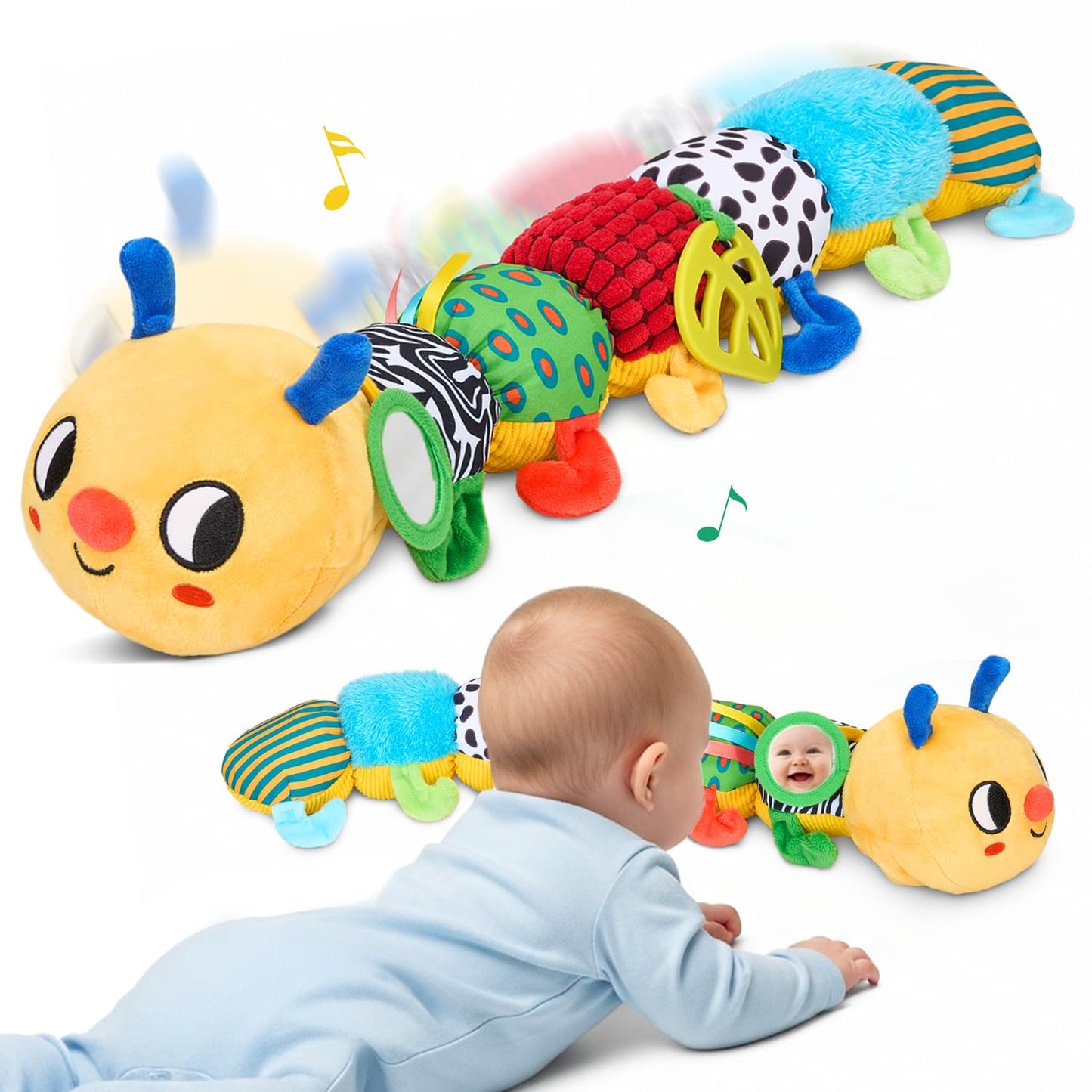 JoyCat Musical Crawling Caterpillar Plush Toy — 38 Songs & Recording, 0-18 Months