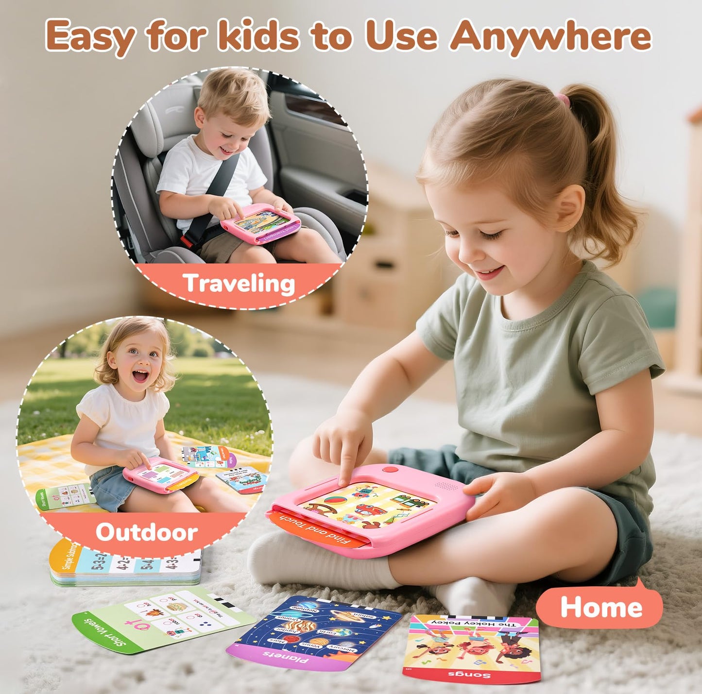 JoyCat Kids Learning Tablet: Tap-to-Read Cards & 20 Games for Ages 2–6