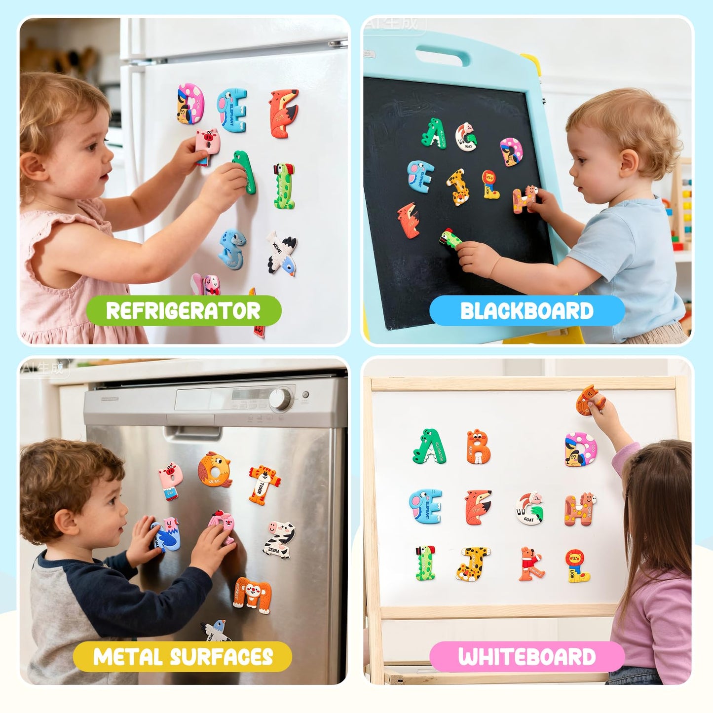 JoyCat Magnetic Letters – 26 Animal Alphabet Fridge Magnets for Toddlers