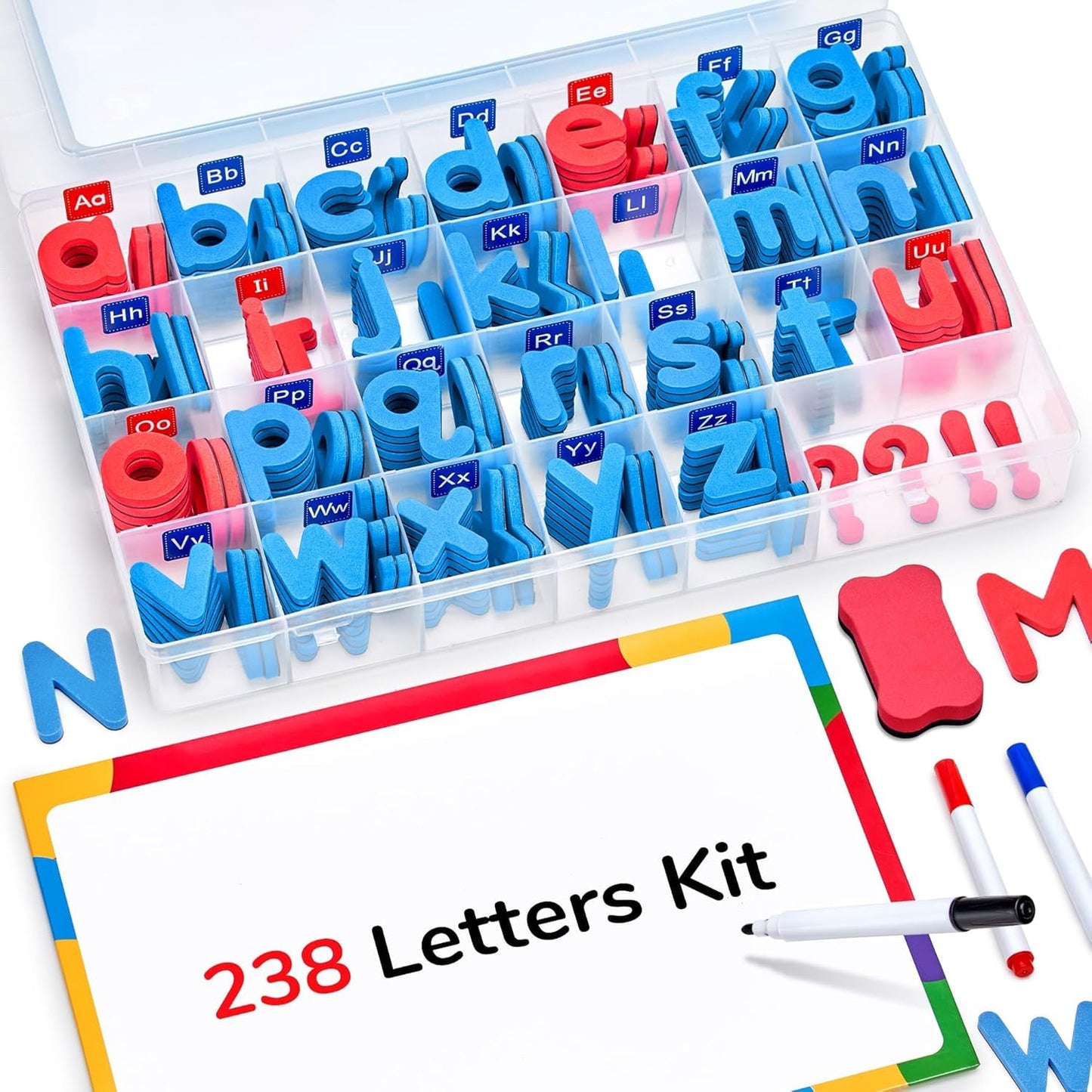JoyCat Classroom Magnetic Letters Kit 234 Pcs with Double-Sided Magnet Board – Pack of 10