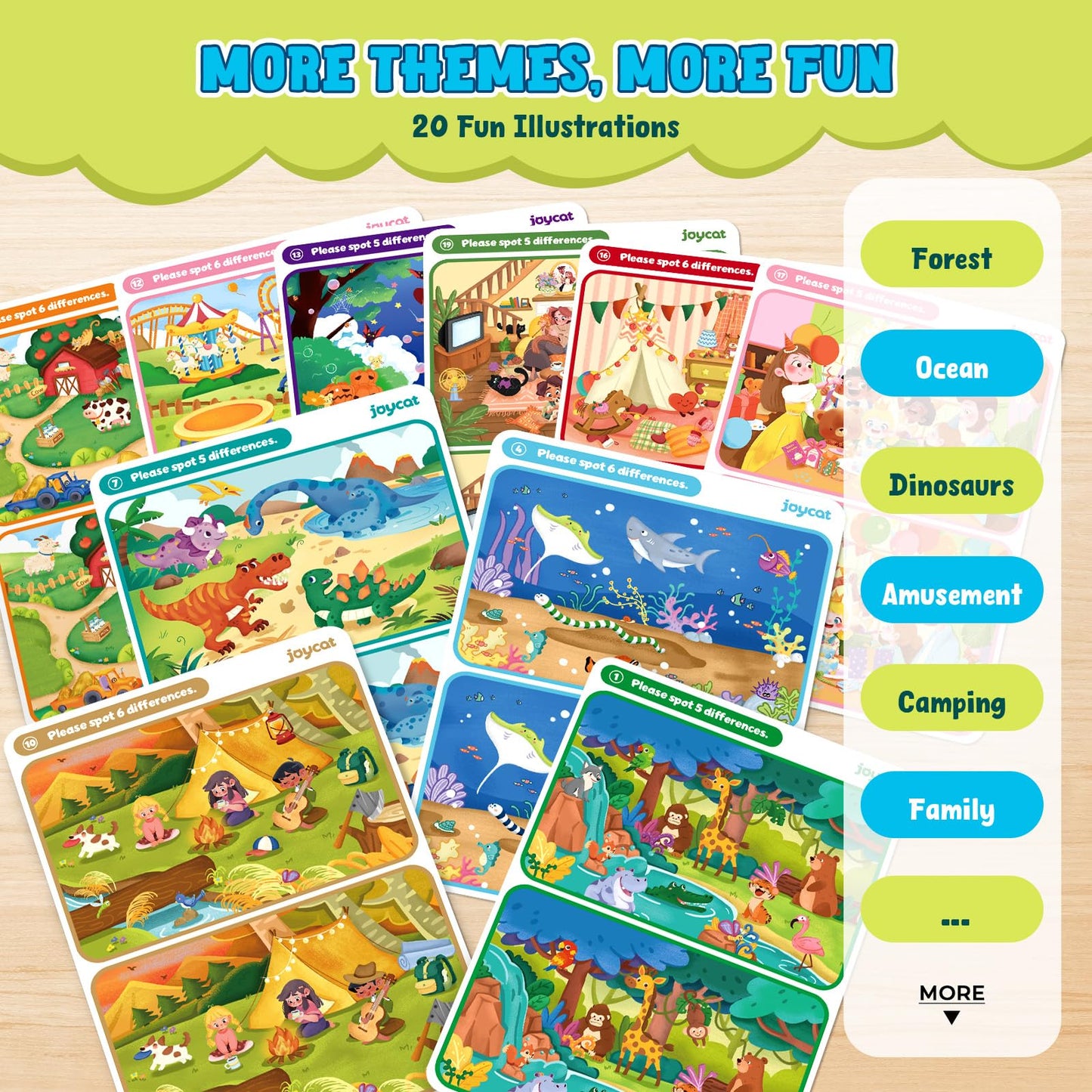 JoyCat 24-Pack Spot the Difference Cards – Party Favors & Prizes