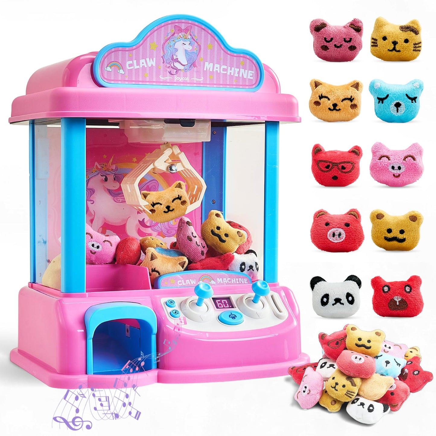 JoyCat Claw Machine for Kids – Unicorn Mini Arcade Game with 20 Plush Toys