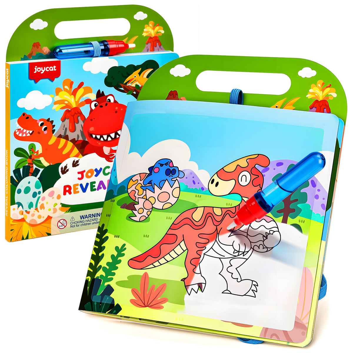 JoyCat Dinosaur Water Coloring Book for Toddlers – Mess-Free Reusable 13-Page Set