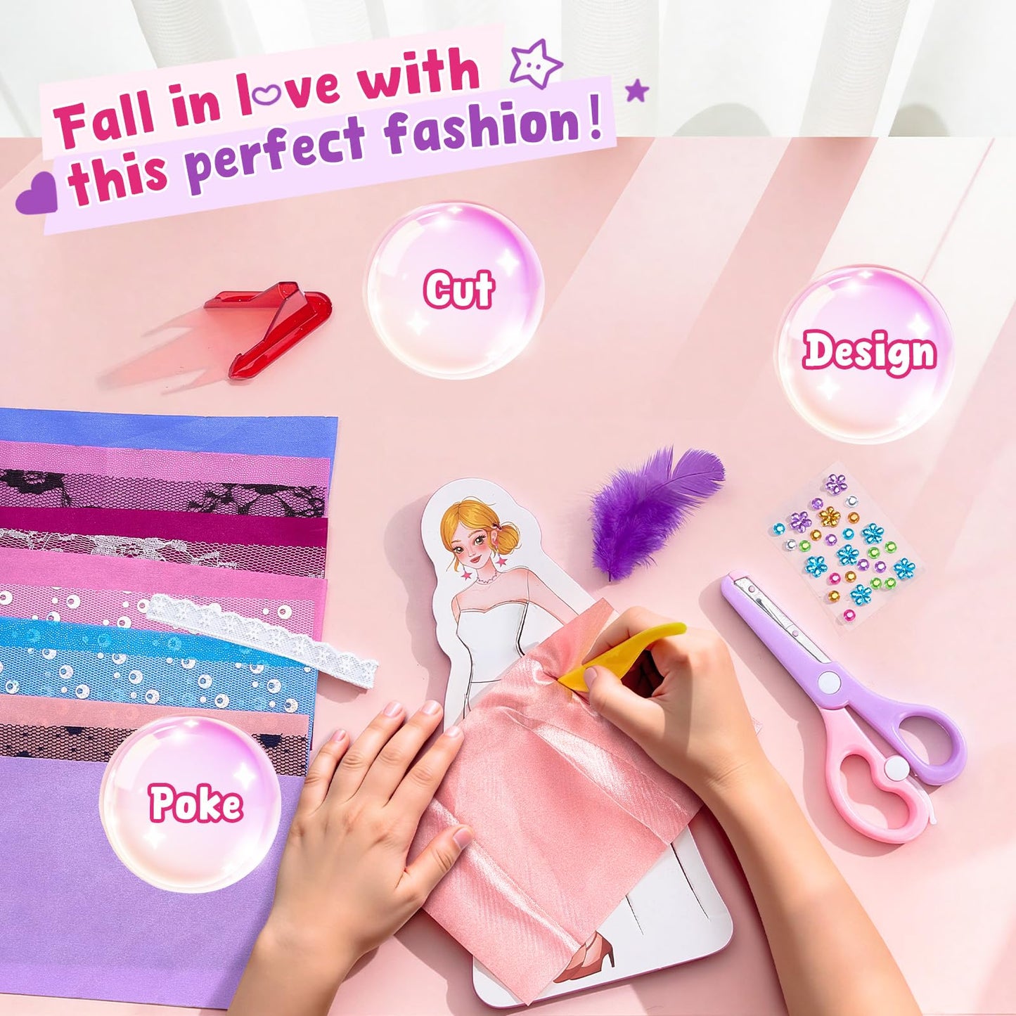 JoyCat Poke-in Fashion Designer Kit for Girls — No-Sew DIY Dress-Up with 6 EVA Mannequins