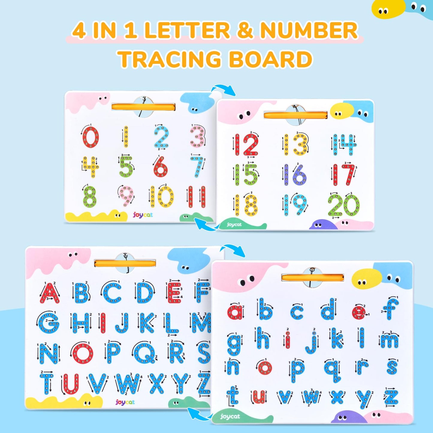 JoyCat Magnetic Letter and Number Tracing Board Set — Double-Sided Alphabet & Numbers for Toddlers