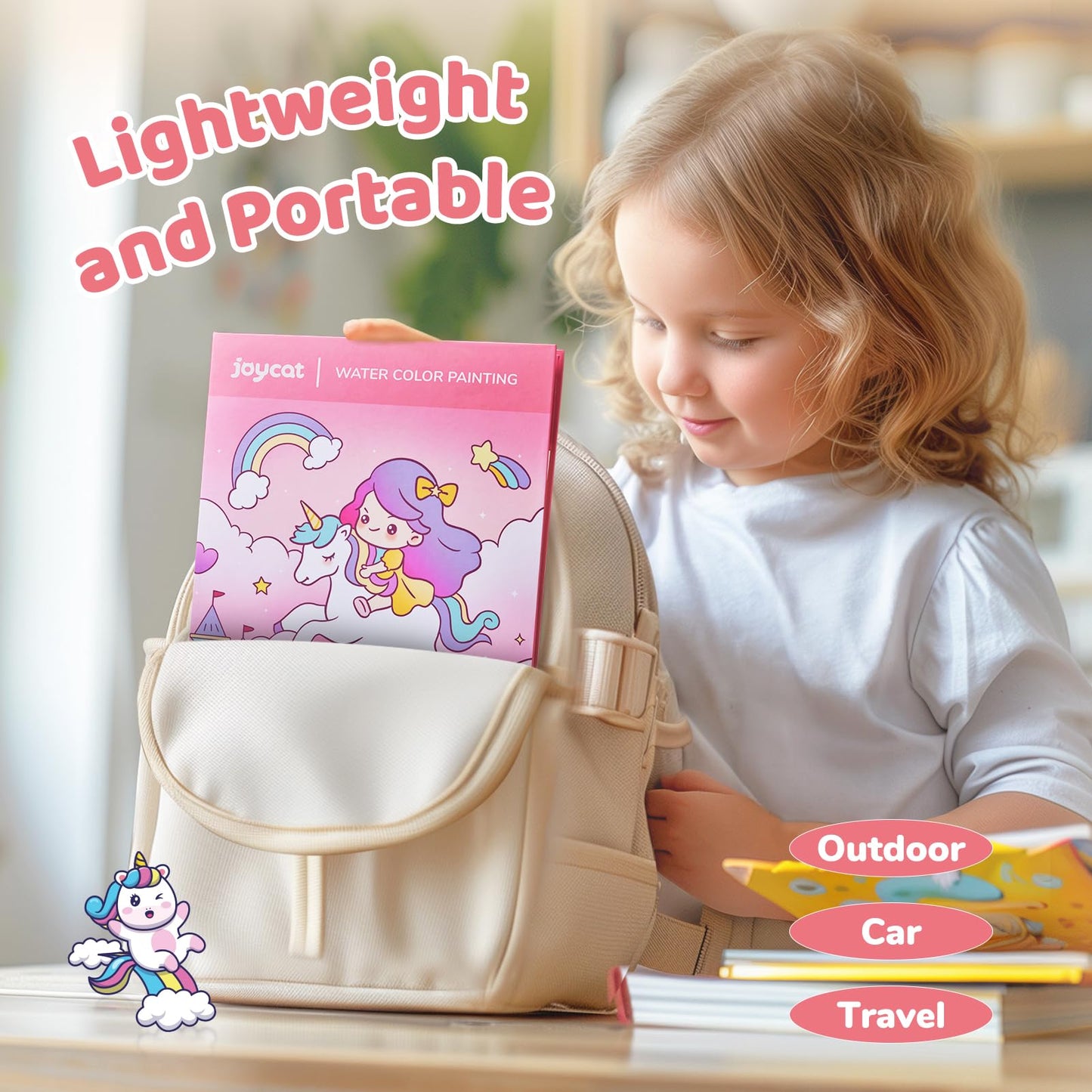 JoyCat Watercolor Coloring Book Set – Magical Pony (Ages 3-5) No Mess 3-in-1