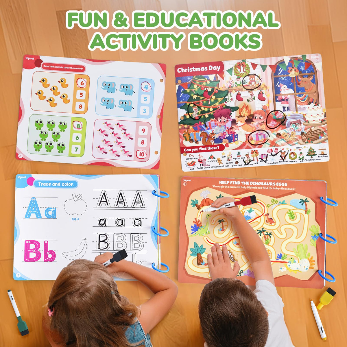 JoyCat Preschool Learning Activities Set (2-Pack) — Handwriting Practice & Seek & Find