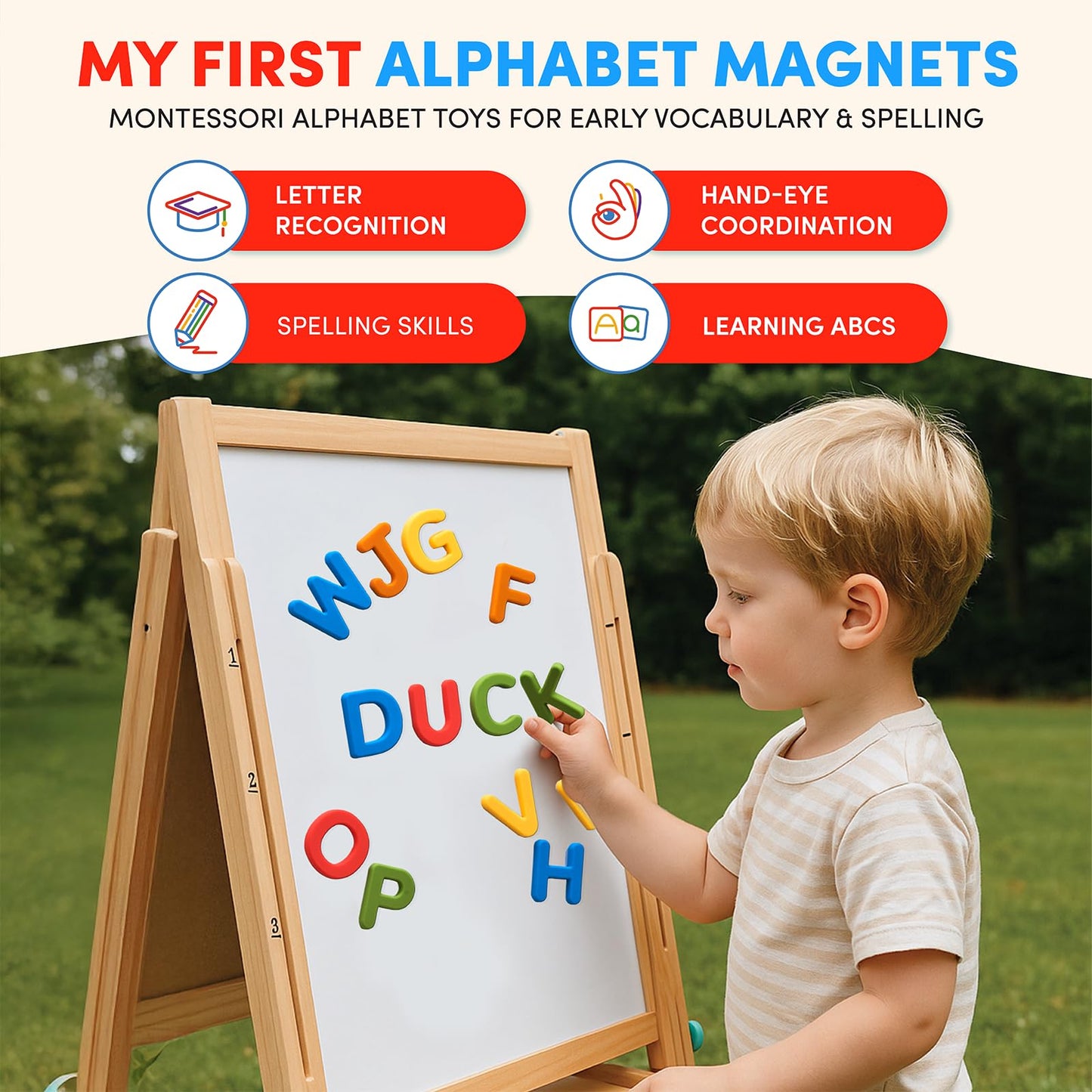 JoyCat Silicone Alphabet Magnetic Letters – 26 Uppercase Fridge Magnets for Toddlers & Kids | Vibrant Color