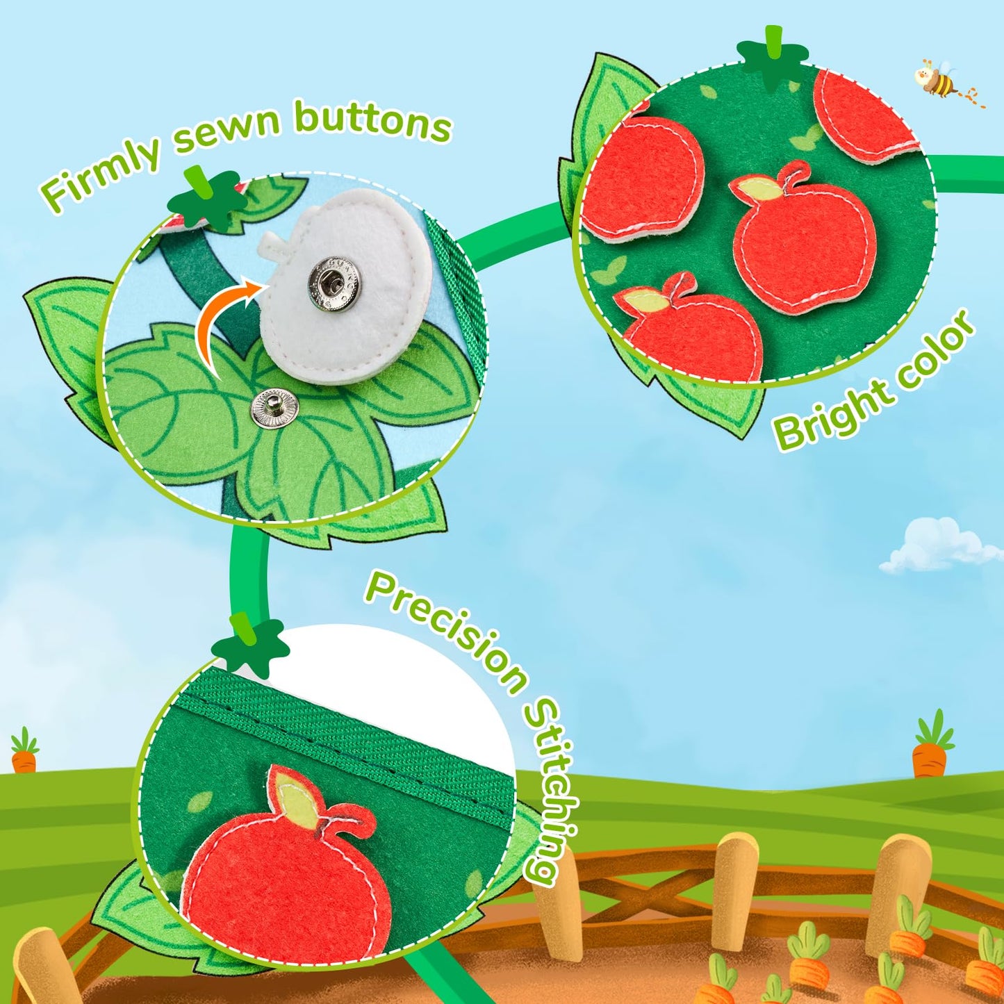 JoyCat Farm Busy Book for Toddlers 1-3 | Quiet Educational Travel Toy