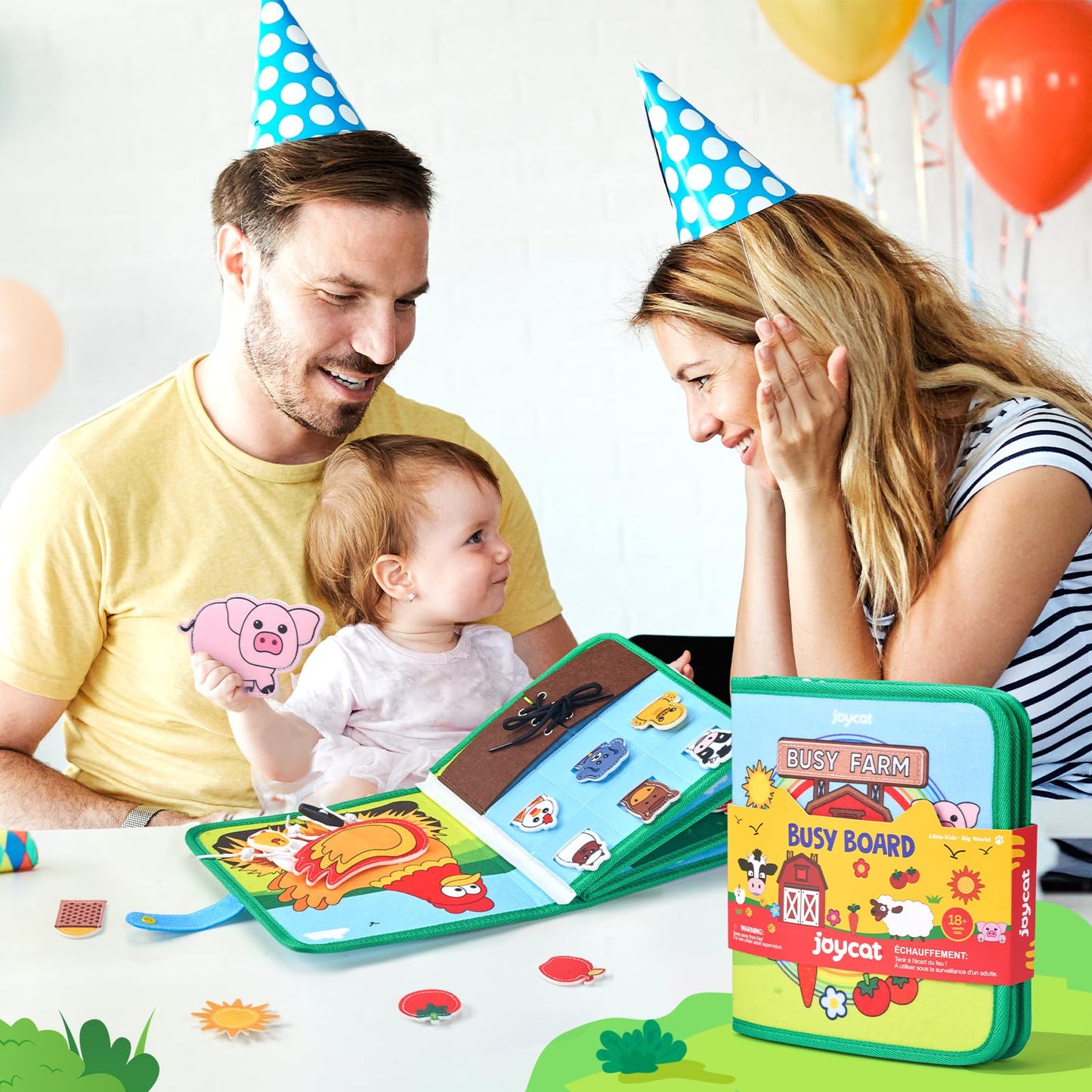 JoyCat Farm Busy Book for Toddlers 1-3 | Quiet Educational Travel Toy