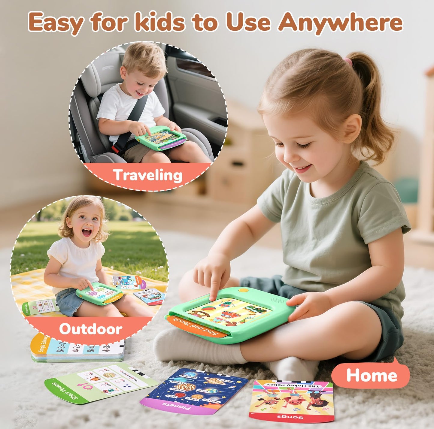 JoyCat Kids Learning Tablet – Phonics Flash Cards, 156 Pages, 100+ Interactive Games