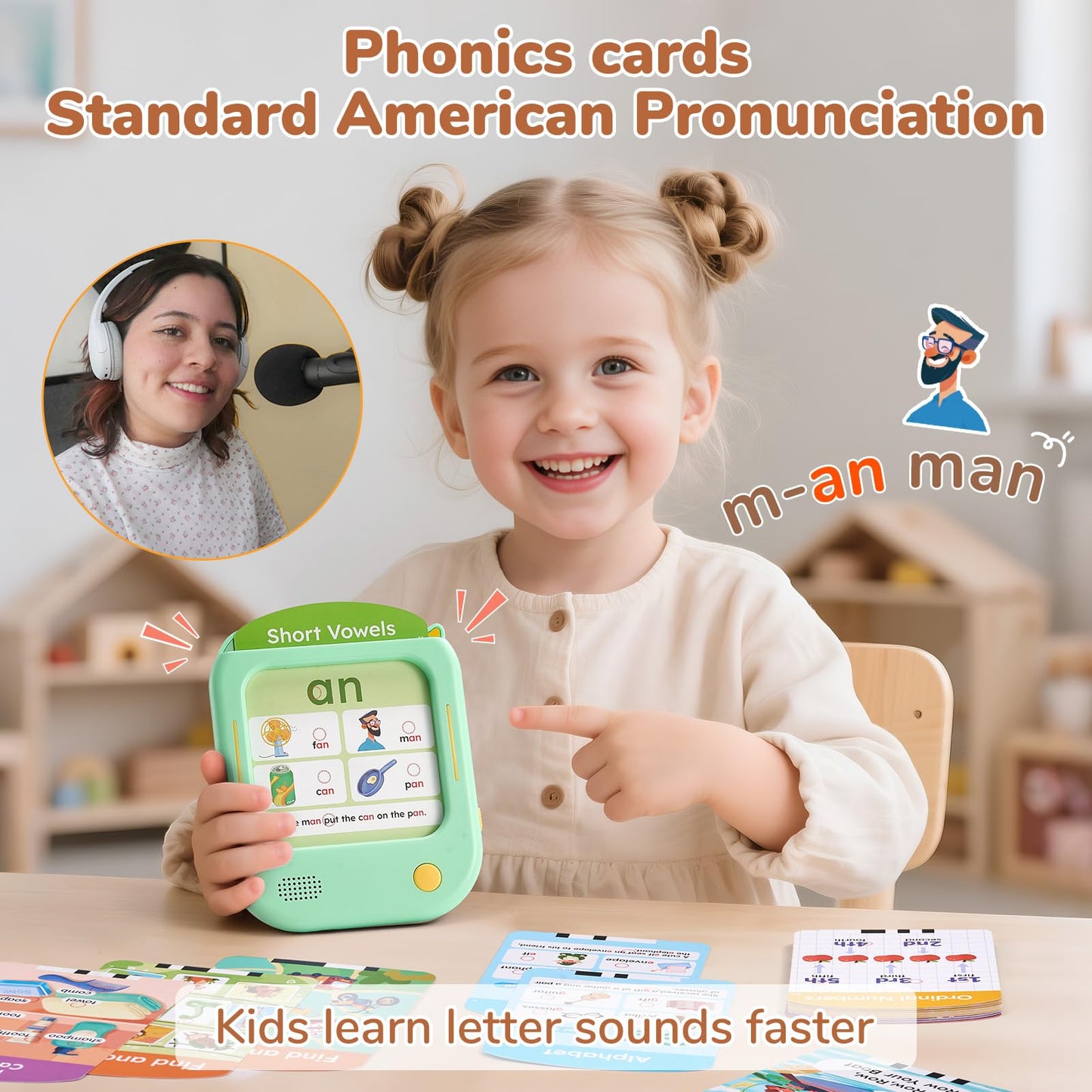 JoyCat Kids Learning Tablet – Phonics Flash Cards, 156 Pages, 100+ Interactive Games
