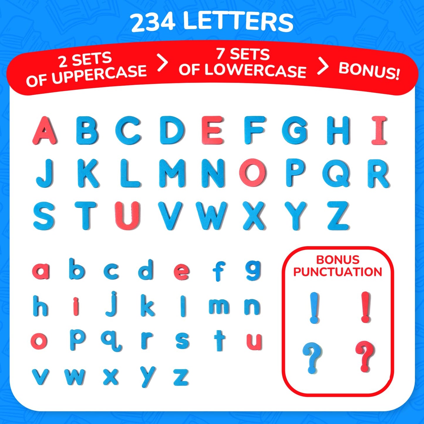 JoyCat Classroom Magnetic Letters Kit 234 Pcs with Double-Sided Magnet Board – Pack of 10