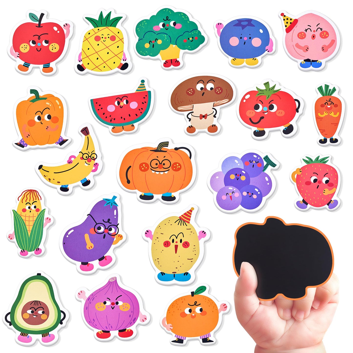 JoyCat Wooden Fridge Magnets – 20 Fruit & Veggie Magnets for Kids
