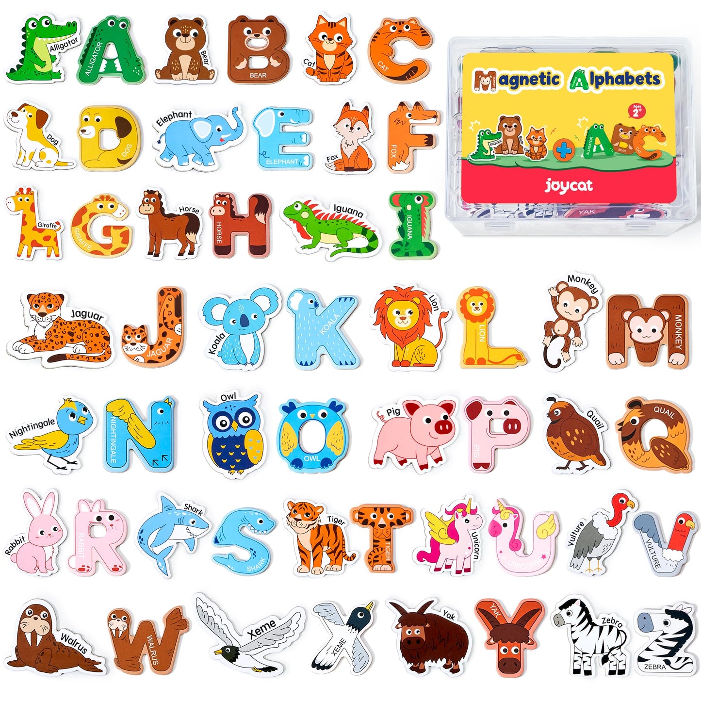 JoyCat Fridge Magnets for Toddlers – 26 Animals & Uppercase Letters