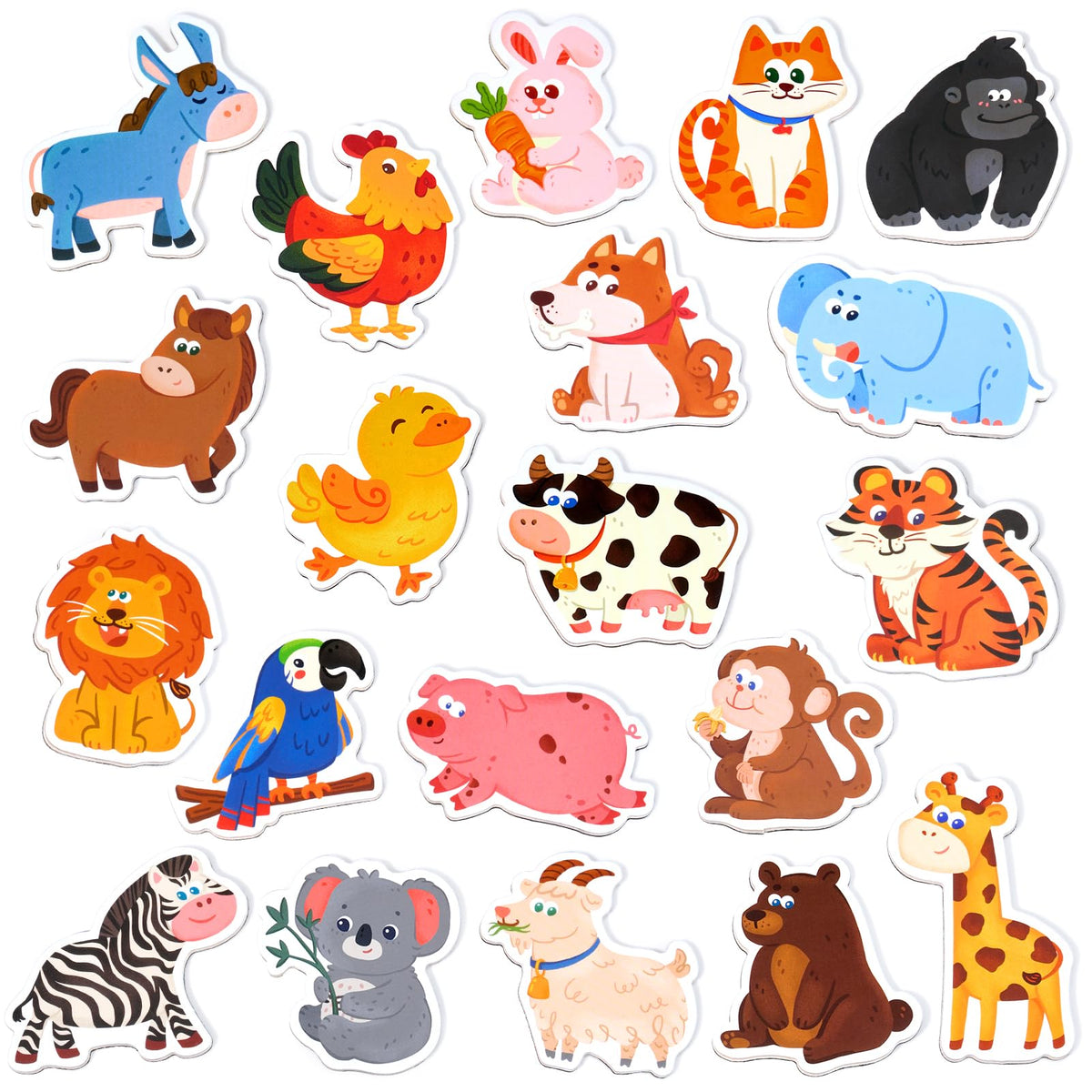 JoyCat Wooden Fridge Magnets for Toddlers – 20 Animal Magnets for Learning & Play