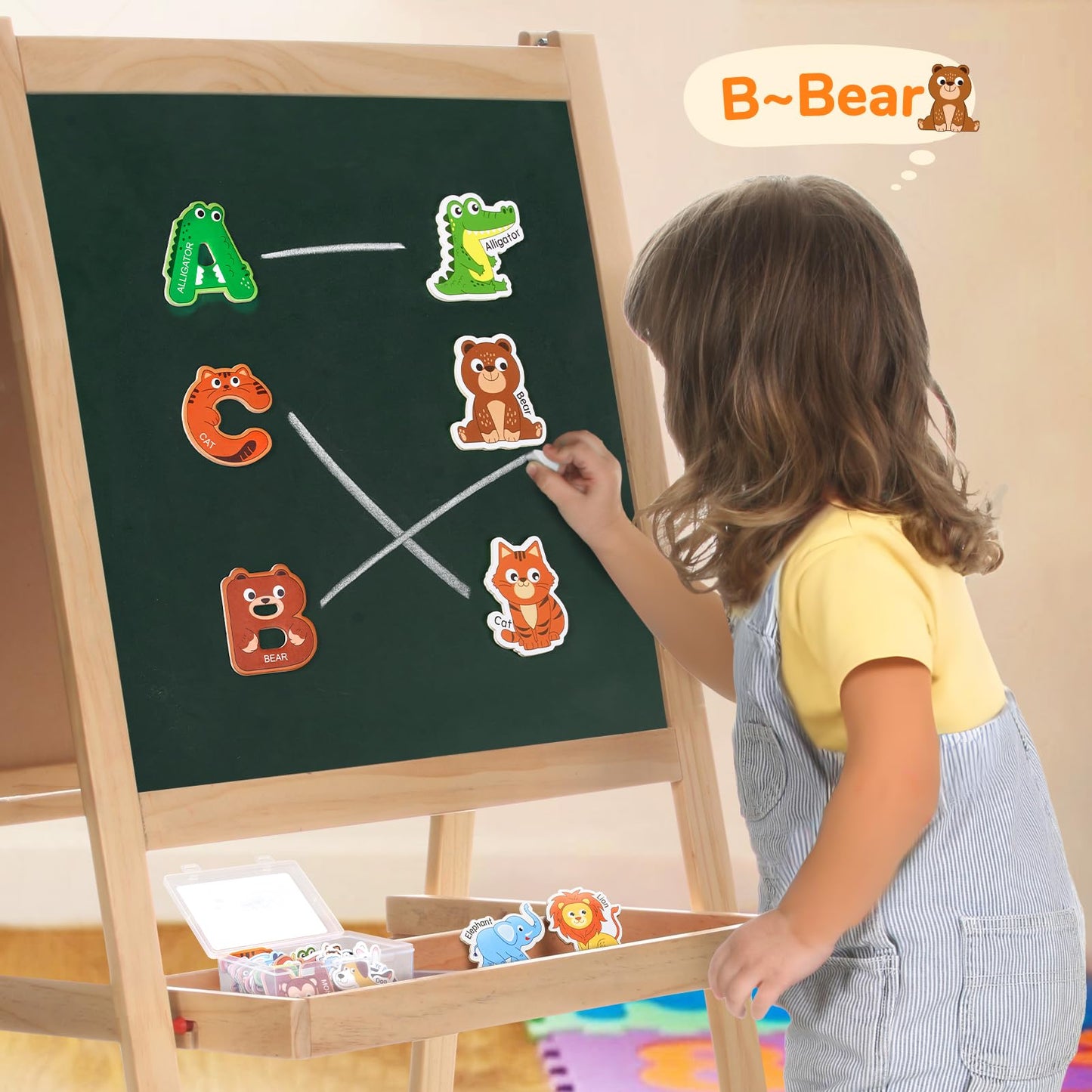 JoyCat Fridge Magnets for Toddlers – 26 Animals & Uppercase Letters