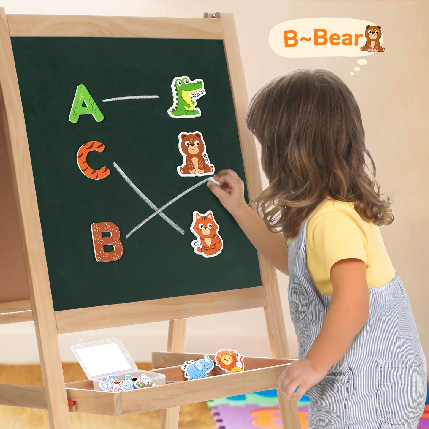 JoyCat Wooden Fridge Magnets for Toddlers – 26 Animals & Alphabet Letters