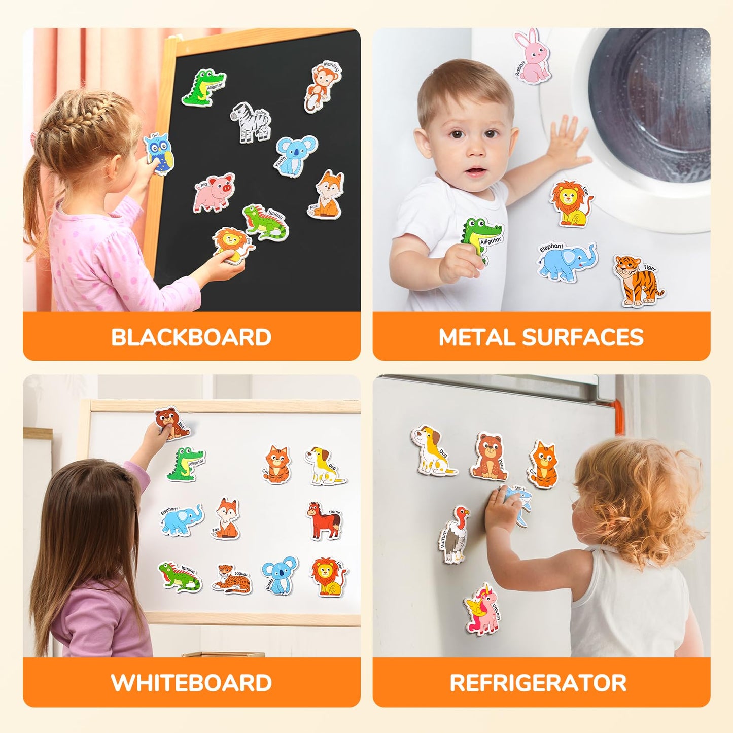 JoyCat Wooden Fridge Magnets for Toddlers – 26 Animals & Alphabet Letters
