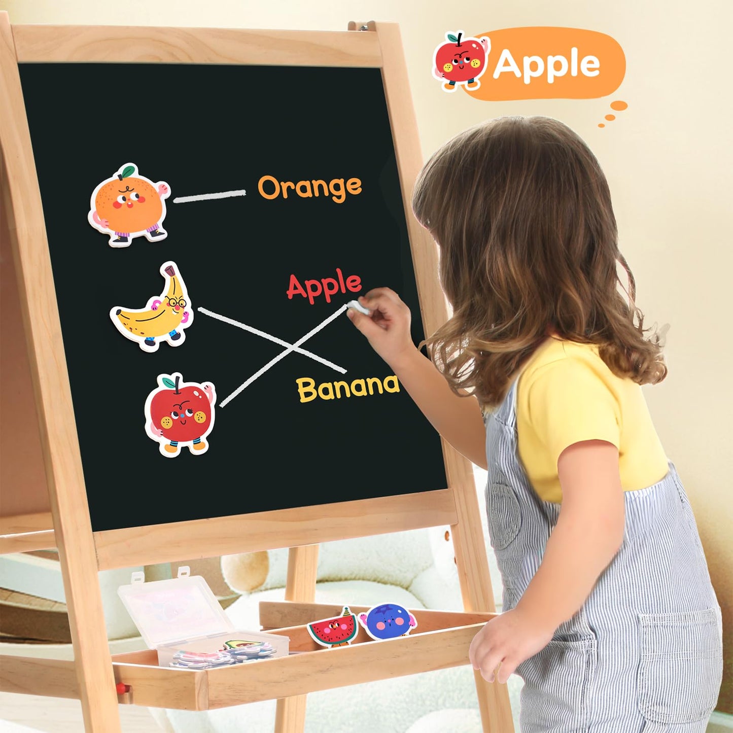 JoyCat Wooden Fridge Magnets – 20 Fruit & Veggie Magnets for Kids