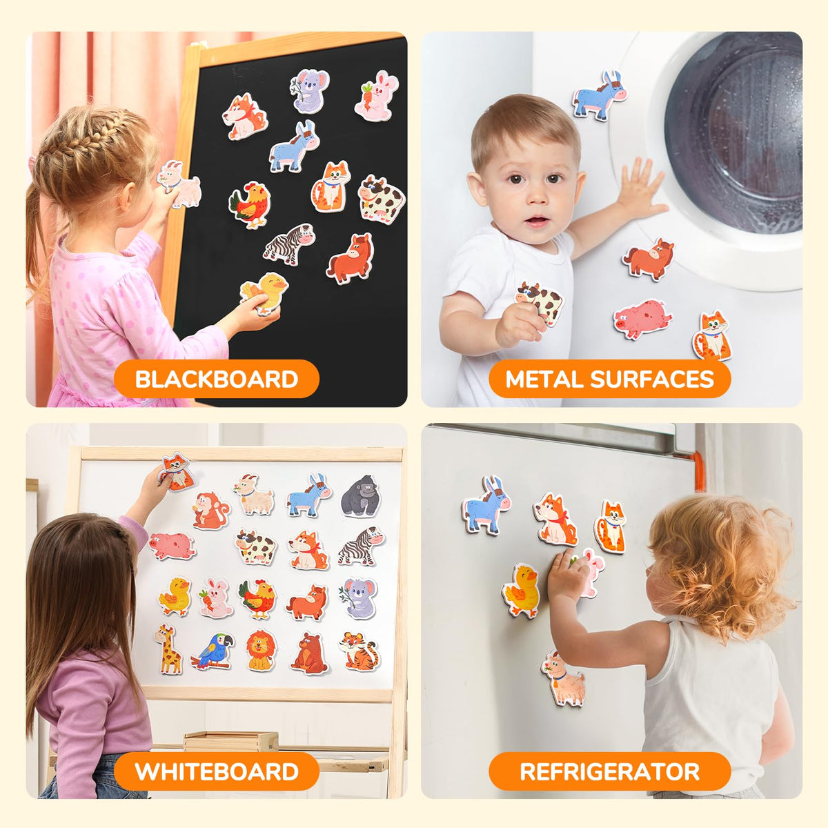 JoyCat Wooden Fridge Magnets for Toddlers – 20 Animal Magnets for Learning & Play