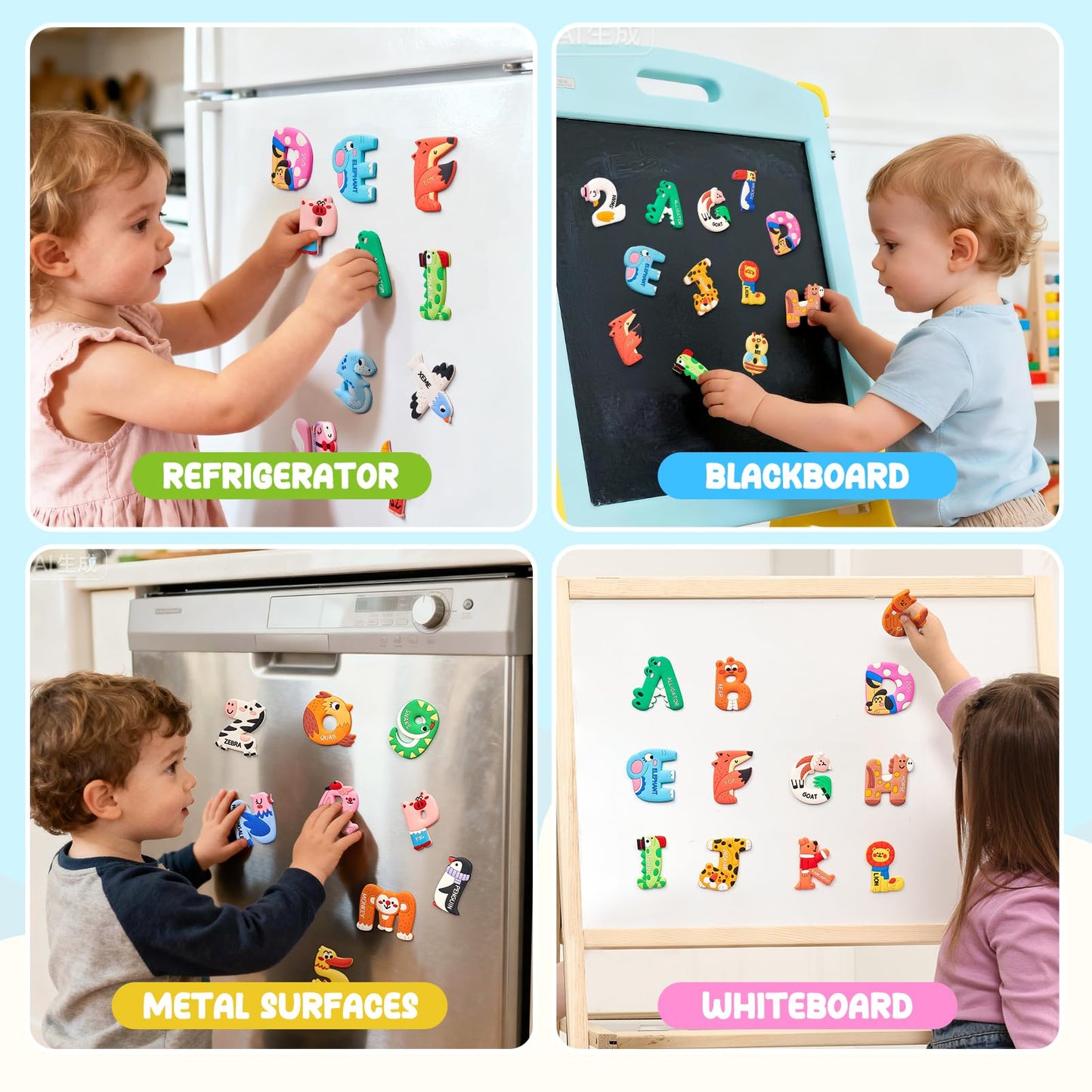 JoyCat Magnetic Letters & Numbers Fridge Magnets – Soft PVC Alphabet & Numeral Set for Kids