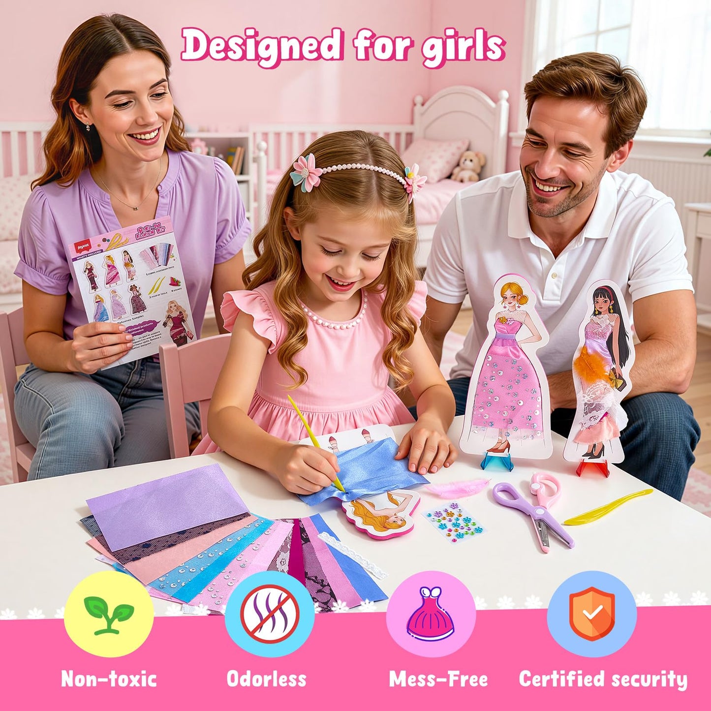 JoyCat Poke-in Fashion Designer Kit for Girls — No-Sew DIY Dress-Up with 6 EVA Mannequins