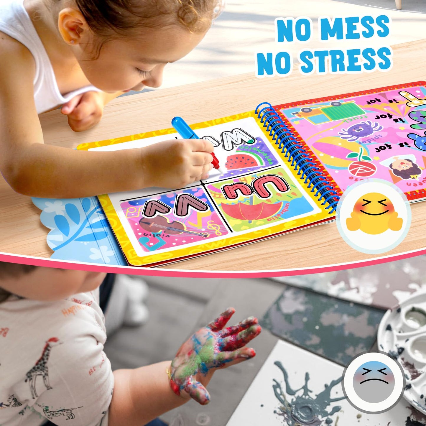 JoyCat Alphabet Water Coloring Book for Toddlers (3-5) – Reusable 14 Pages
