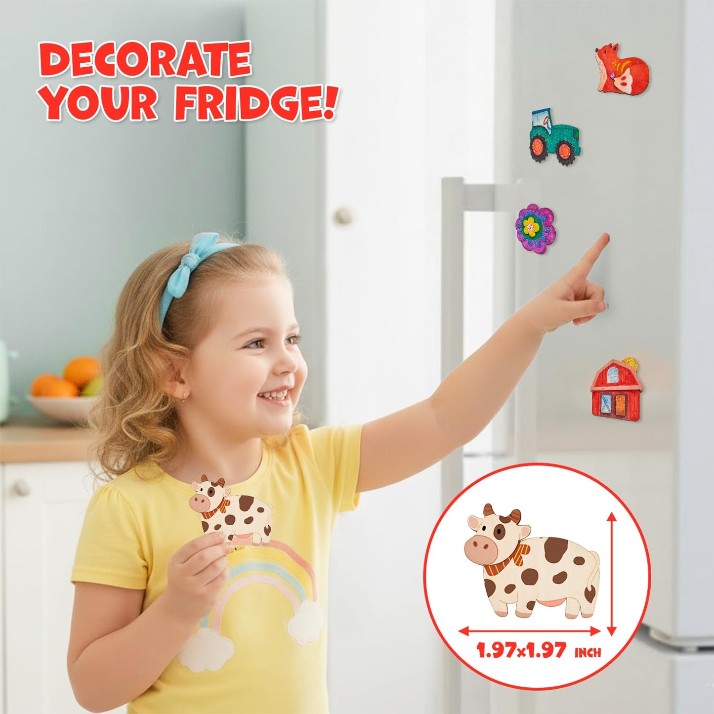 JoyCat DIY Wooden Magnets Kit – 13 Pcs Art Supplies for Kids 4–12 | Creative Magnetic Craft Gift
