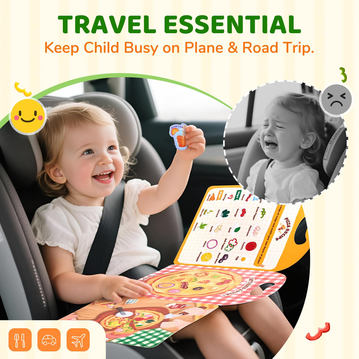 JoyCat Reusable Sticker Book | Jelly Stickers for Toddlers & Kids – Travel & Learning Edition