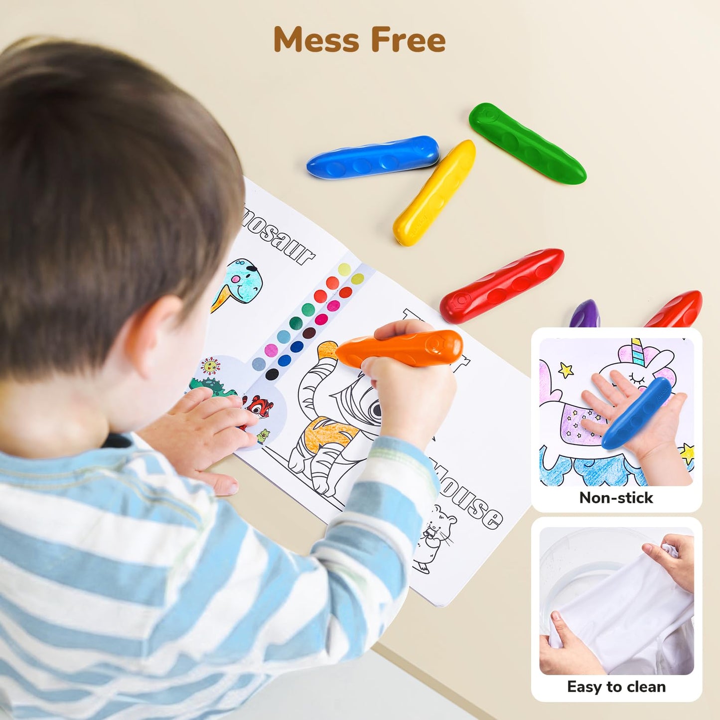 JoyCat Jumbo Crayons – Unbreakable, Non-Toxic Easy-Grip 30-Count for Toddlers (Ages 1–6)