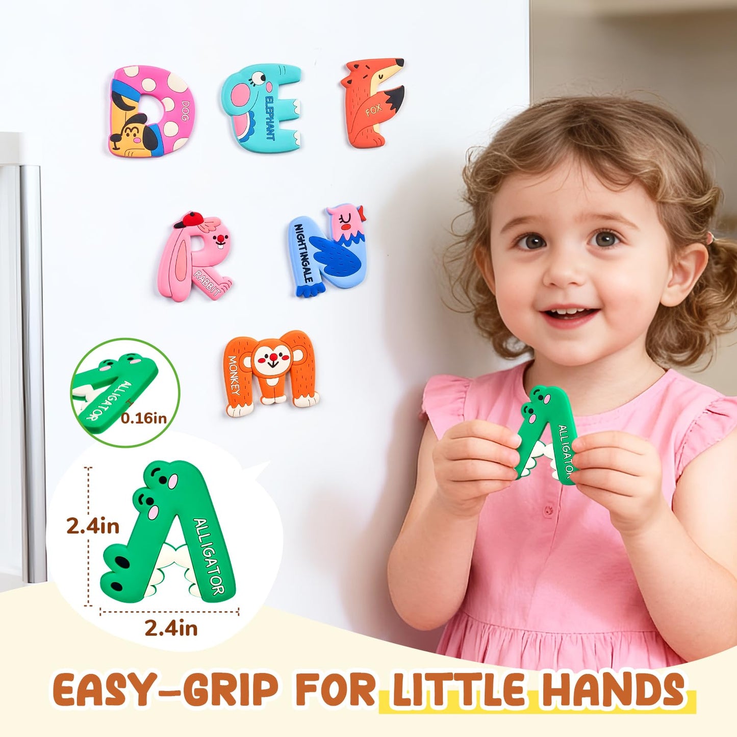 JoyCat Magnetic Letters – 26 Animal Alphabet Fridge Magnets for Toddlers