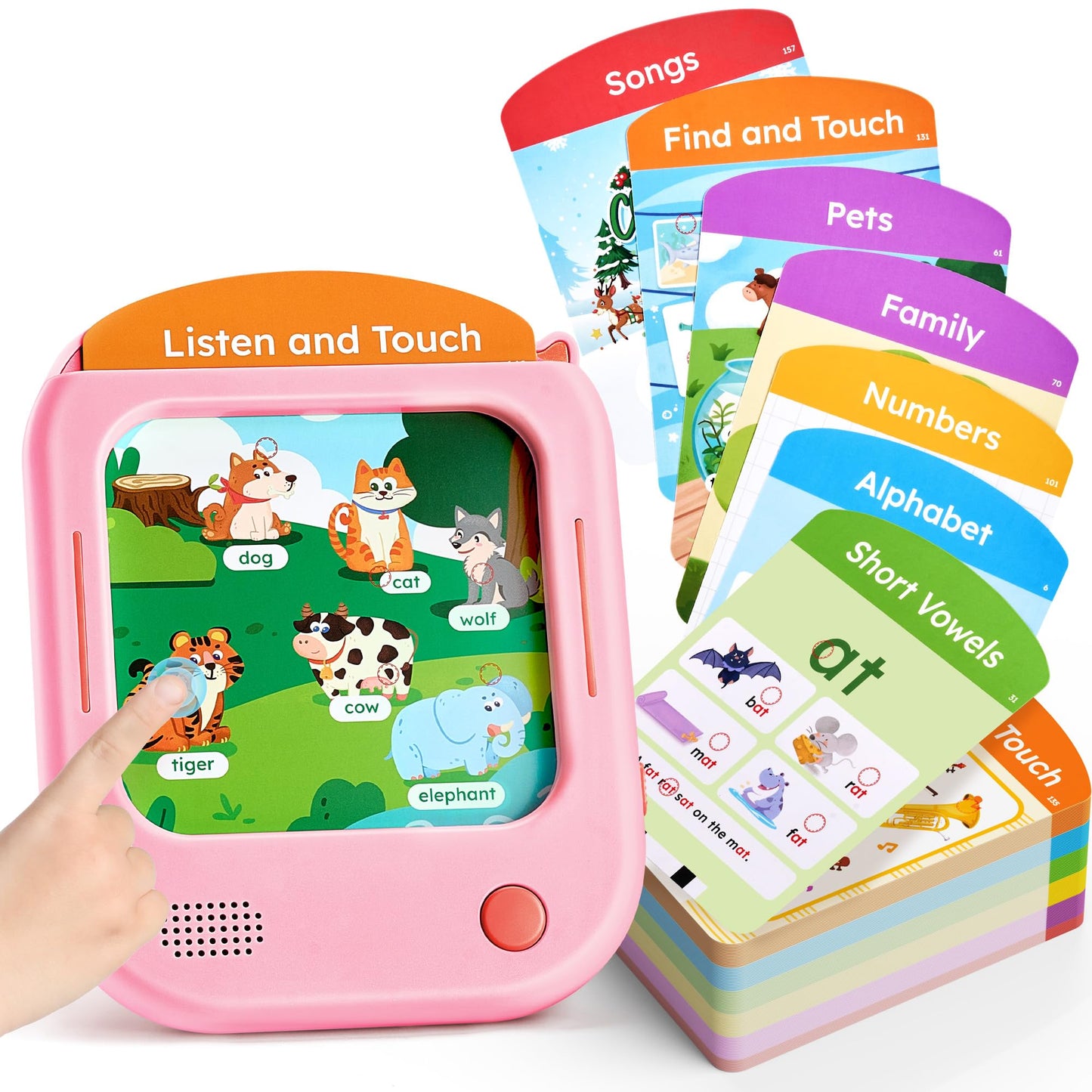 JoyCat Kids Learning Tablet: Tap-to-Read Cards & 20 Games for Ages 2–6