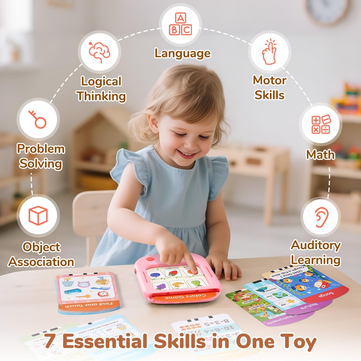 JoyCat Kids Learning Tablet: Tap-to-Read Cards & 20 Games for Ages 2–6