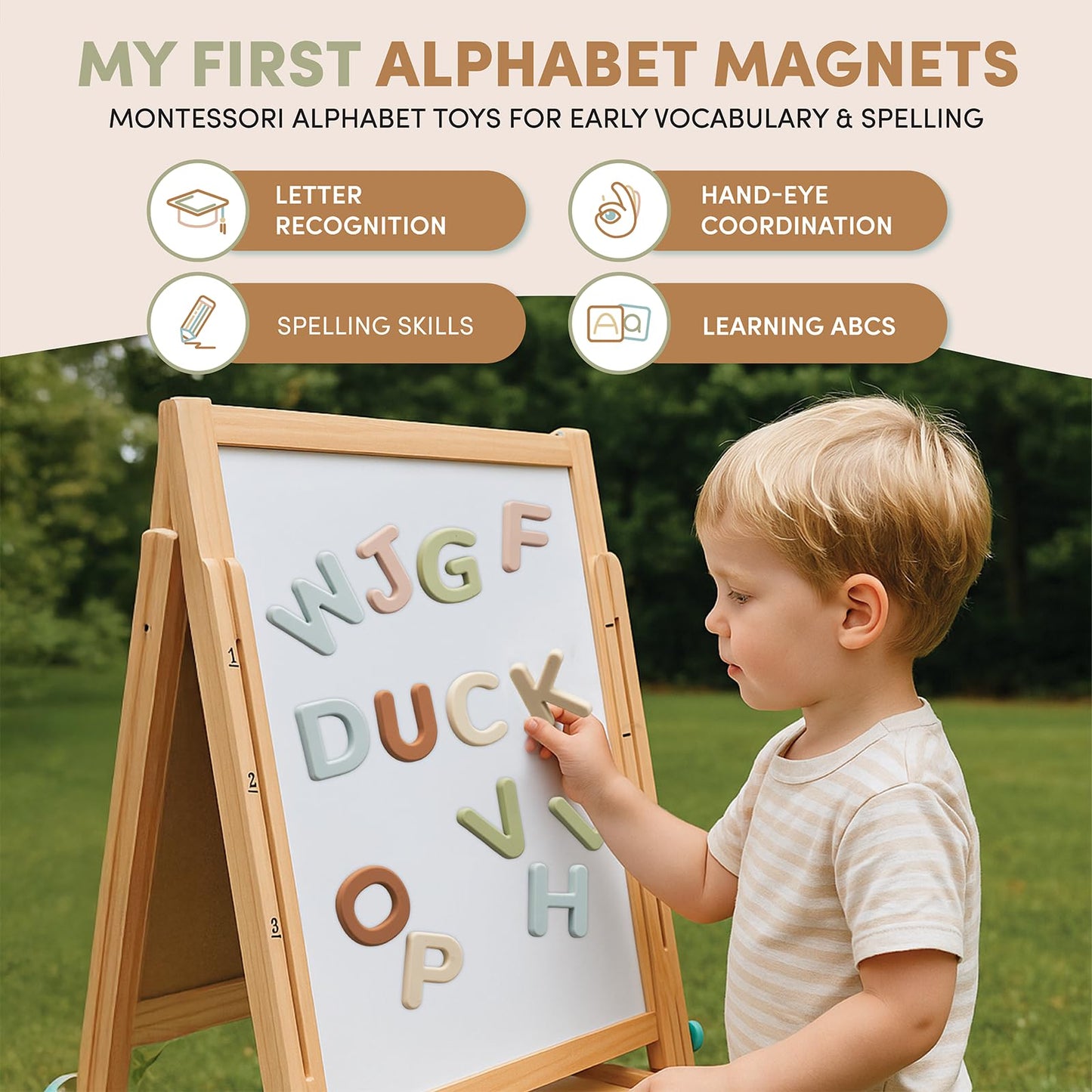 JoyCat Silicone Alphabet Magnets – 26 Letters for Toddlers