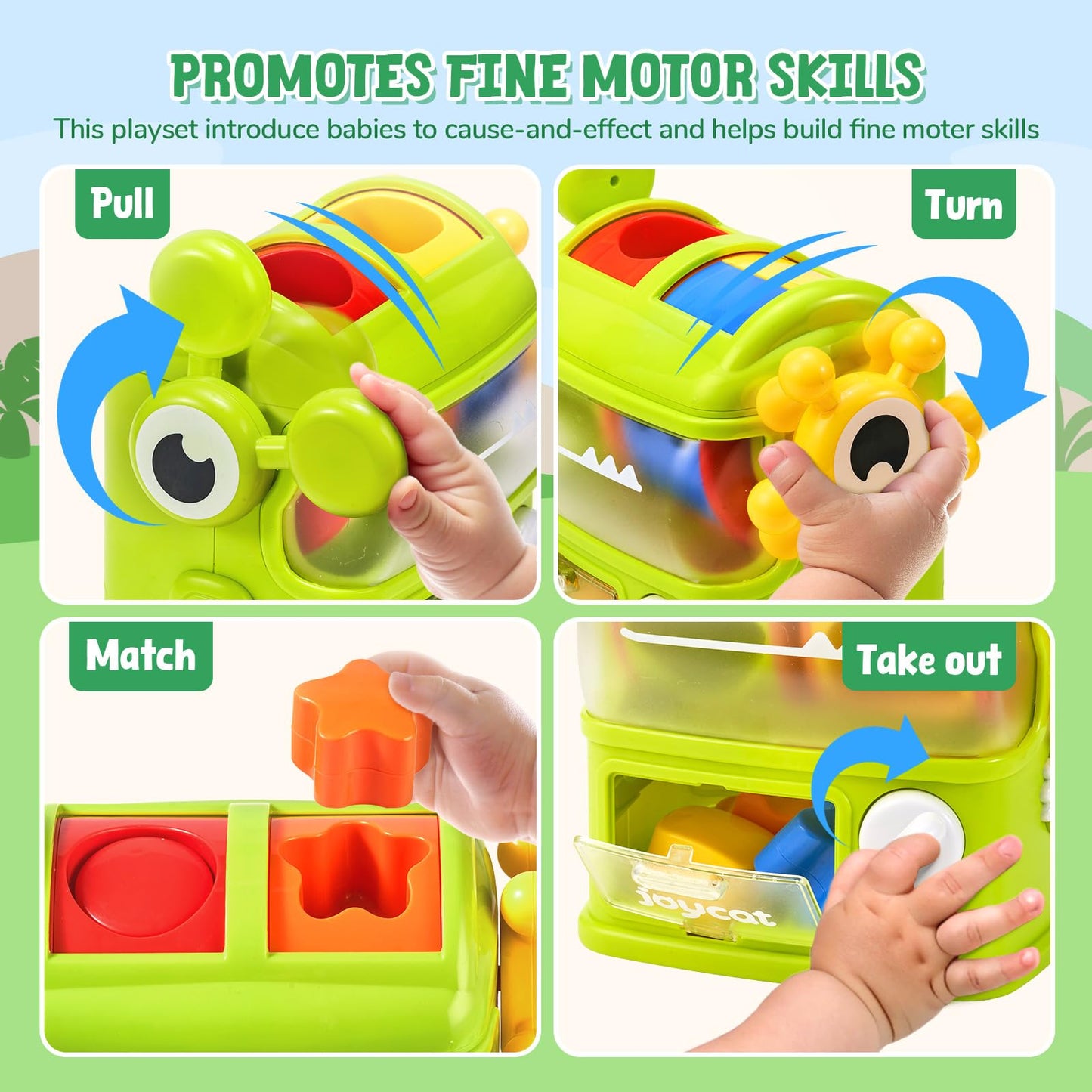 JoyCat Monster Eating The Shapes - Interactive Shape Sorter Toy for Toddlers 1-3