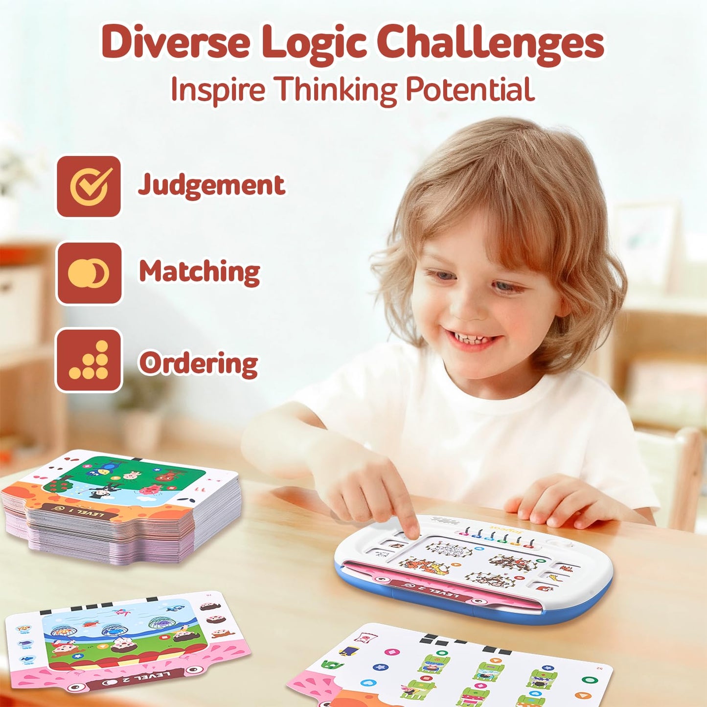 JoyCat Kids Learning Tablet: 160-Page Flash Cards for Judgment, Matching & Sequencing (Ages 3-8)