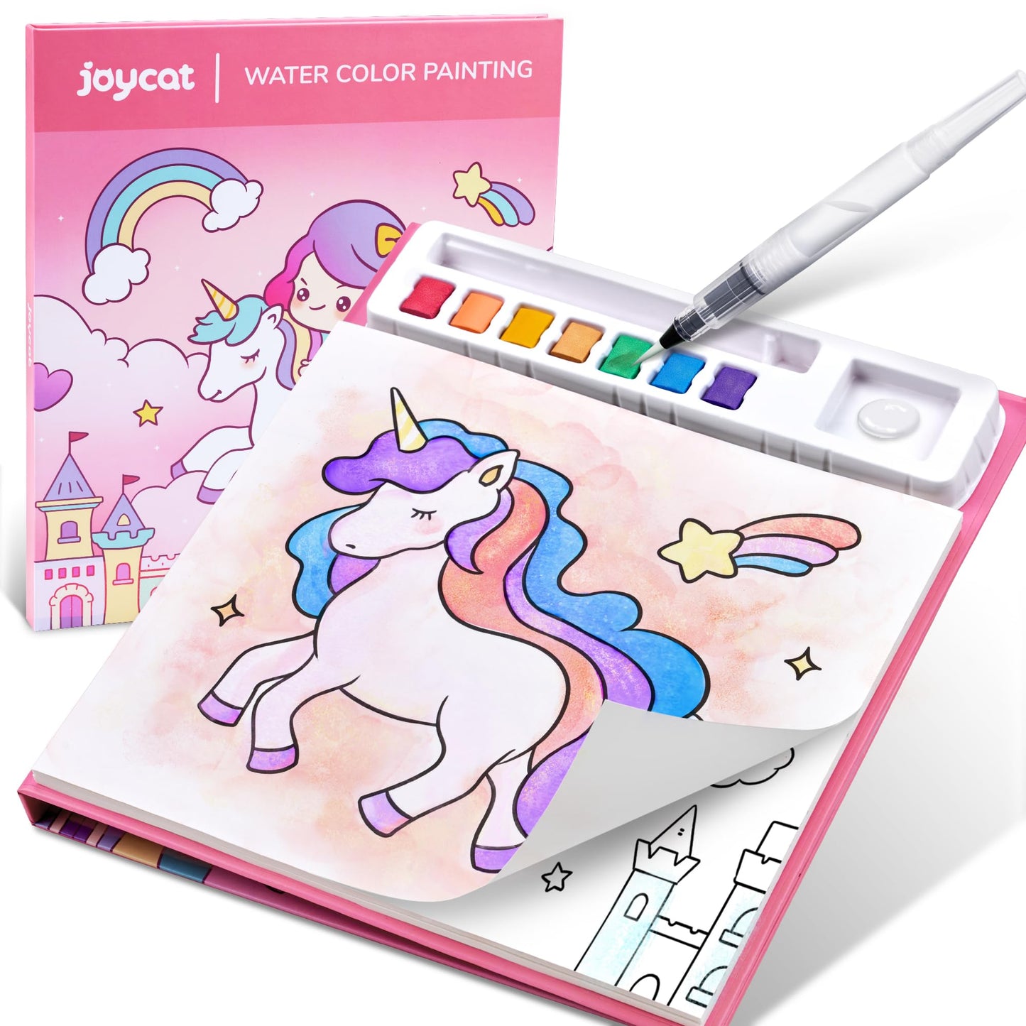 JoyCat Watercolor Coloring Book Set – Magical Pony (Ages 3-5) No Mess 3-in-1