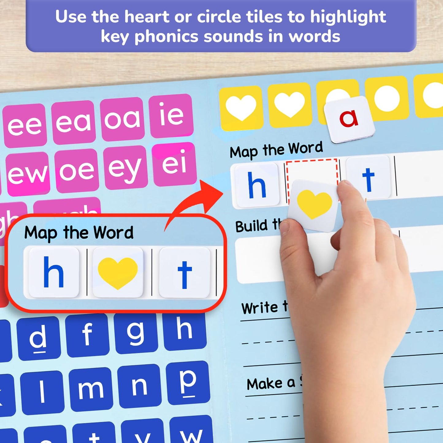 JoyCat 265 Phonics Magnetic Letter Tiles with 3-Folder Set | Portable Case for Classroom Phonics