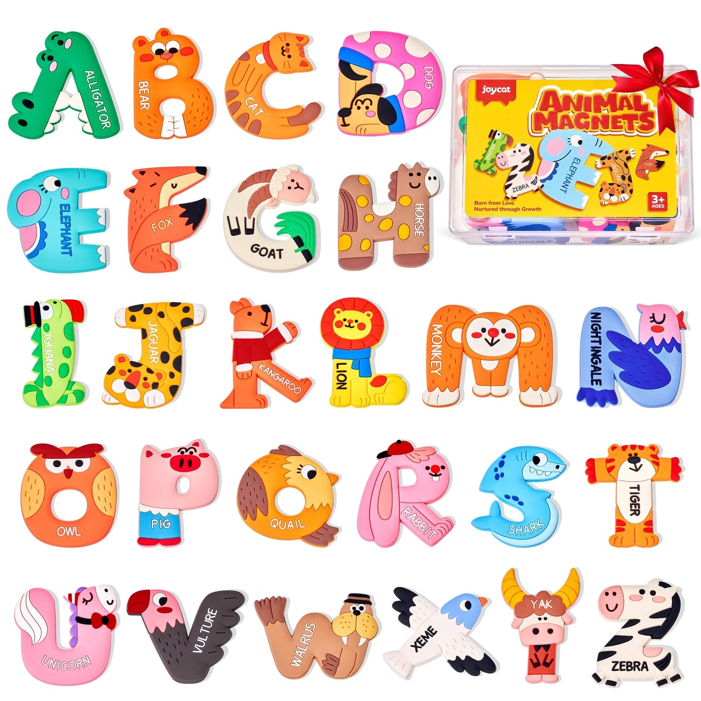 JoyCat Magnetic Letters – 26 Animal Alphabet Fridge Magnets for Toddlers