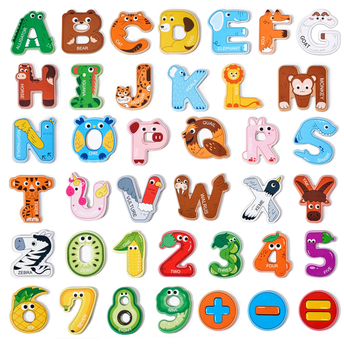 JoyCat Magnetic Letters & Numbers Fridge Magnets – Animal Alphabet Toy Set for Kids
