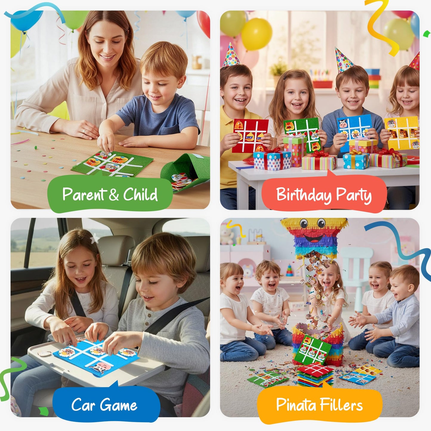 JoyCat 24 Pack Tic Tac Toe Board Game – Farm Theme, Party Favors & Classroom Prizes
