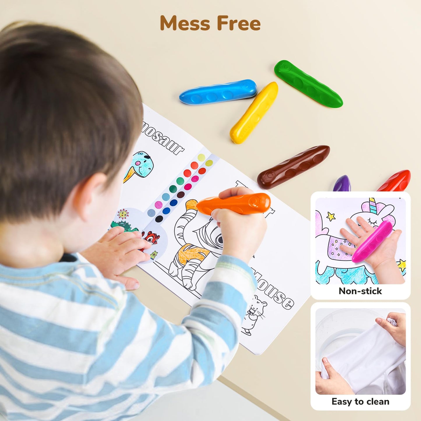 JoyCat 8 Colors Jumbo Crayons for Toddlers – Easy-Grip, Unbreakable, Washable
