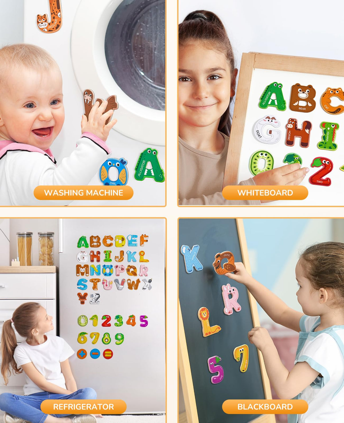 JoyCat Magnetic Letters & Numbers Fridge Magnets – Animal Alphabet Toy Set for Kids