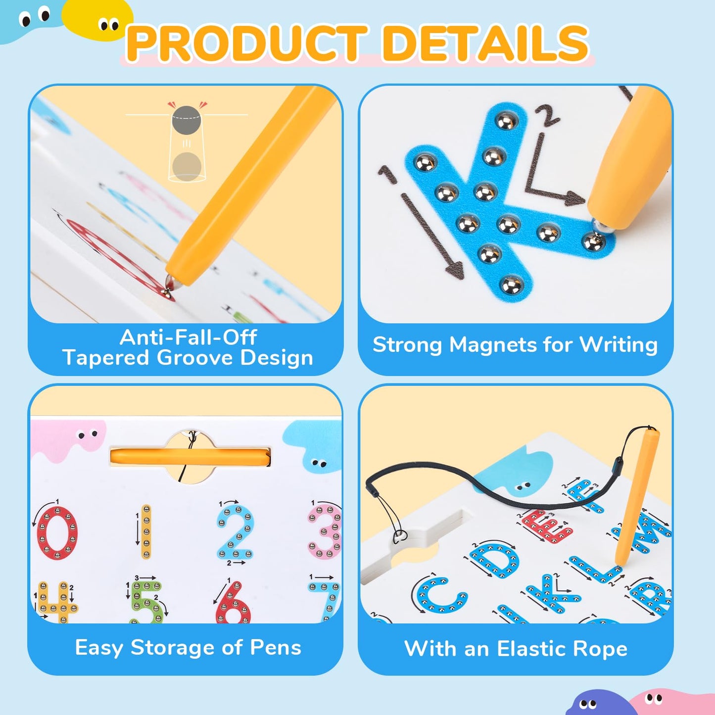 JoyCat Magnetic Letter and Number Tracing Board Set — Double-Sided Alphabet & Numbers for Toddlers