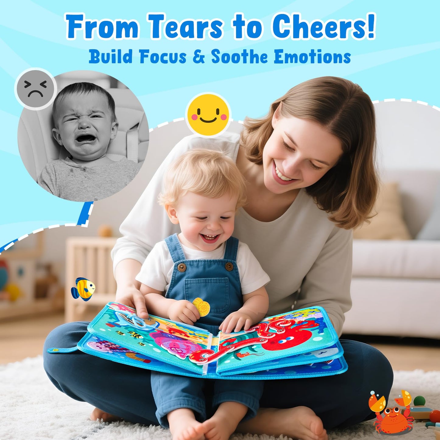 JoyCat Ocean Busy Book for Toddlers (1–3) | Travel Activity Toy with Sea Animals & Life Skills