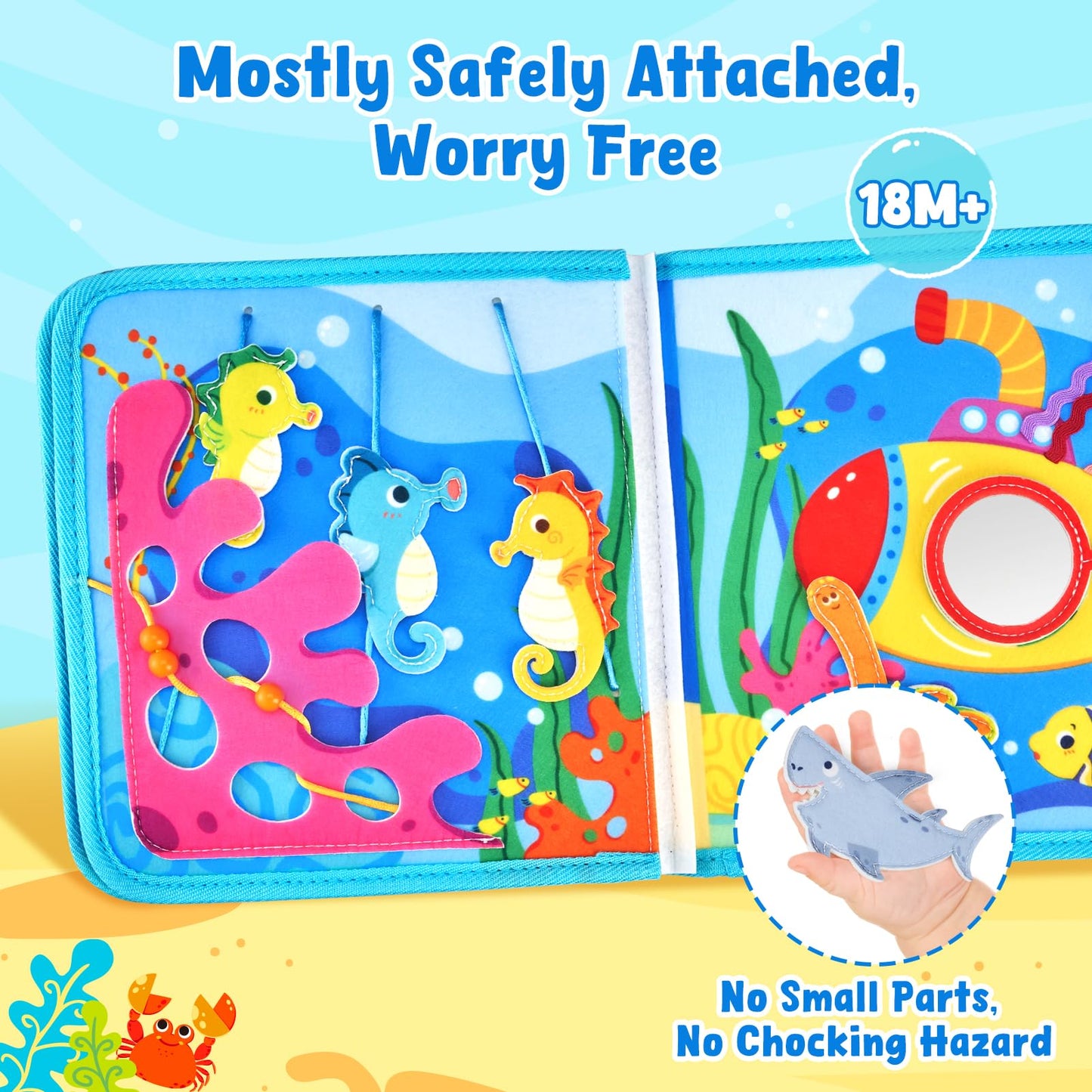 JoyCat Ocean Busy Book for Toddlers (1–3) | Travel Activity Toy with Sea Animals & Life Skills