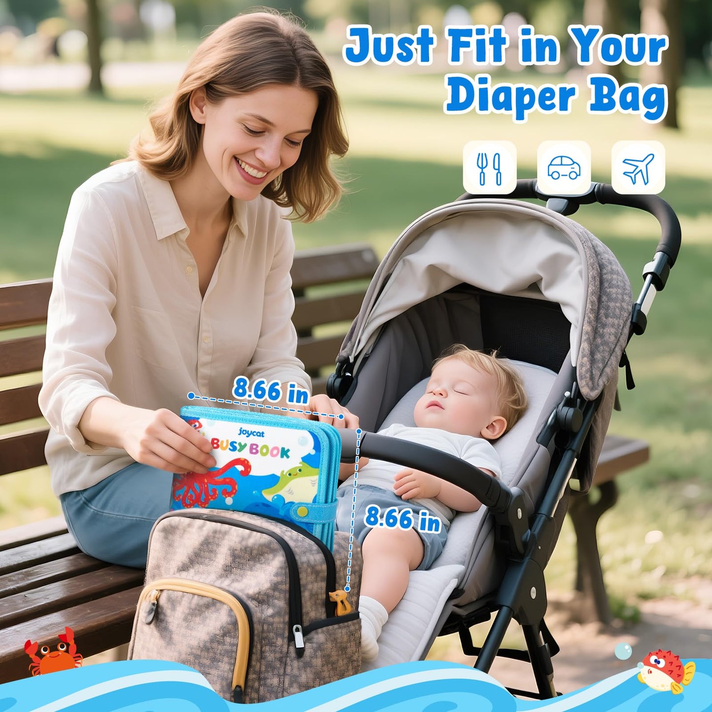 JoyCat Ocean Busy Book for Toddlers (1–3) | Travel Activity Toy with Sea Animals & Life Skills