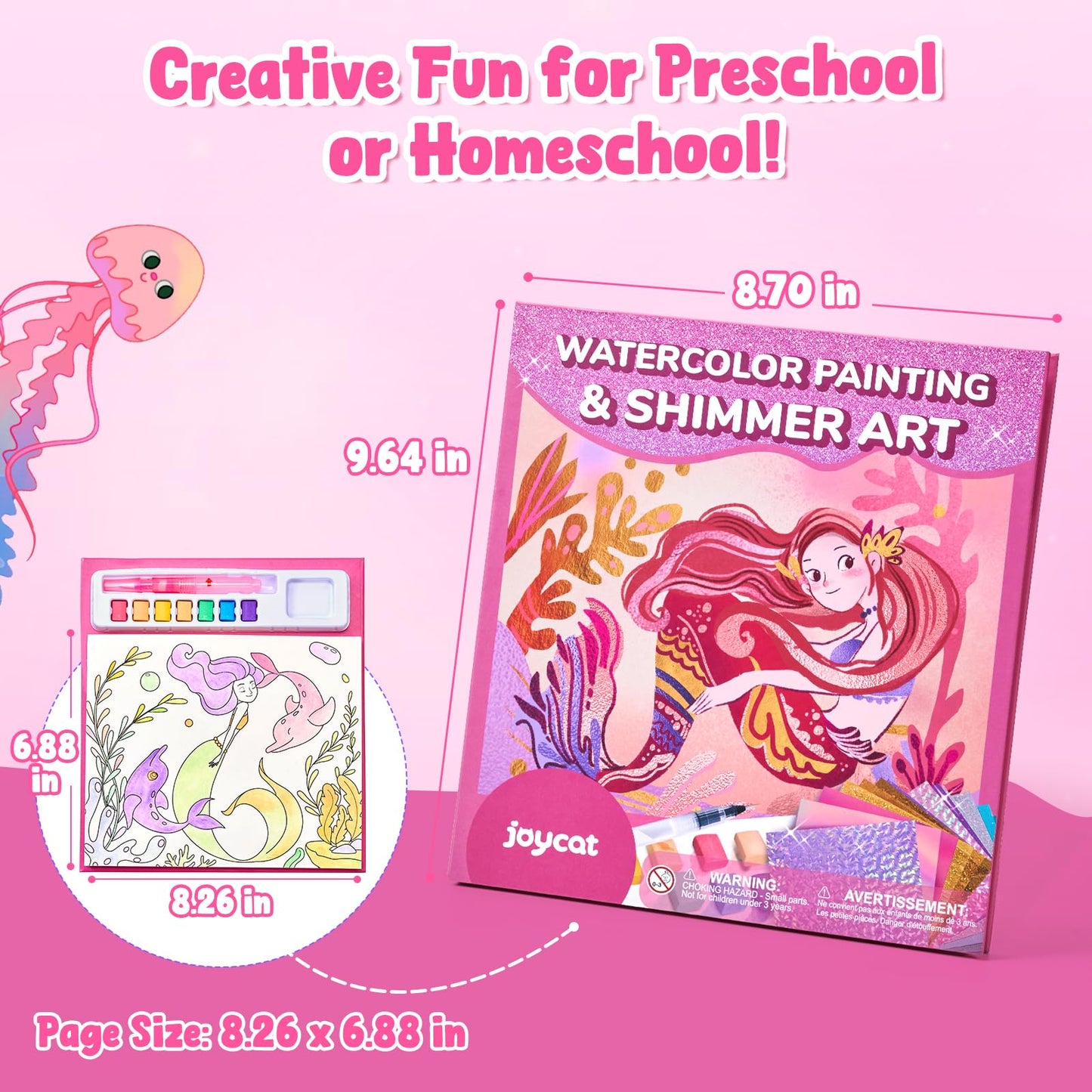 JoyCat Ocean Princess Paint with Water Coloring Books – Mess-Free Art Kit for Kids (Ages 4-8)